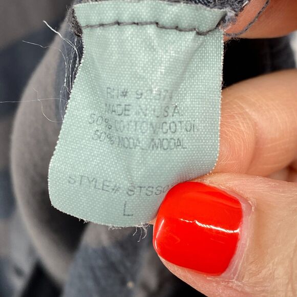 SPLENDID Cardigan L Striped V-Neck Button Front Long Sleeve Cotton Jersey Gray - Picture 7 of 11